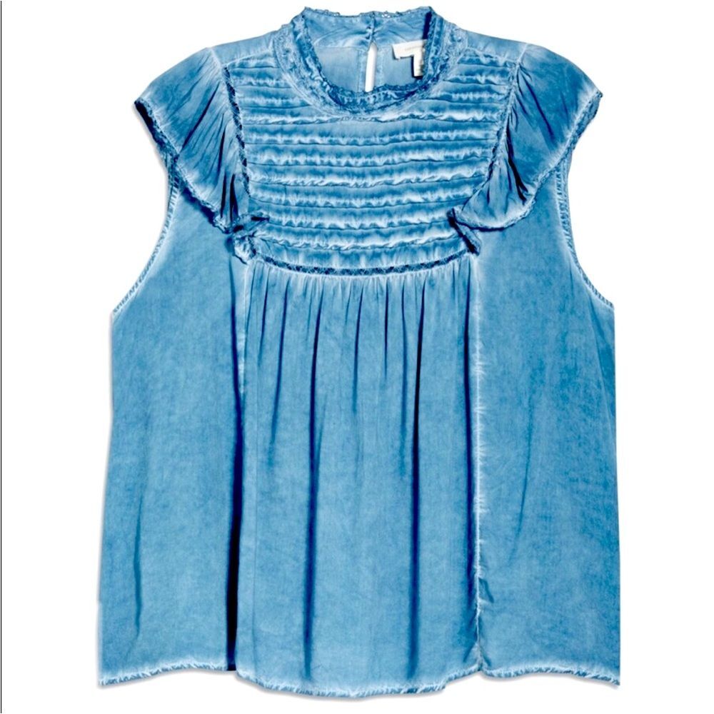 TREASURE & BOND women’s prairie style Sleeveless Blouse In Blue Wing NWT 3X